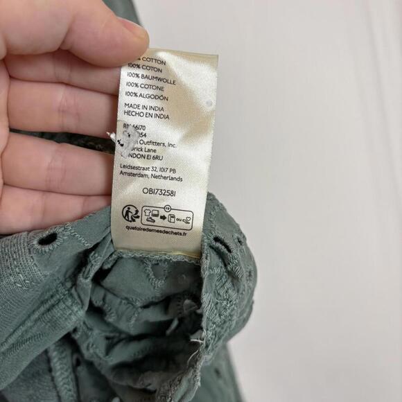 Anthro Pilcro Green Eyelet Batwing Boho Indie Crop Sweatshirt Size:M - Picture 6 of 7